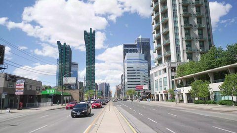 Toronto, Ontario, Canada-27 May, 2020: Traffic on Yonge Street heading towards highway 401 and North York