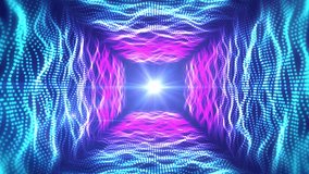 Abstract Motion Sweet Red And Blue Light Fractal 3D Wave Lines And Dots Of Square Tunnel With Optical Lens Flare In The Middle Seamless Loop Animation - Powered by Shutterstock - Get 15% off with code: PIKWIZARD15