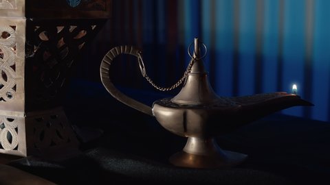 "Midnight oil" lamp or genie style lamp, actual oil lamp from Morocco.