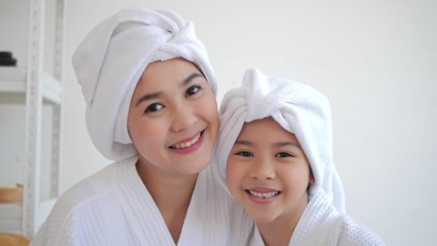 Mother daughter shower together Stock Video Footage - 4K and HD Video