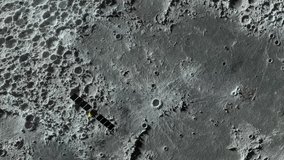 Textured surface of the moon in motion close-up. Satellite moving along the moon. 3D animation. Elements of this image furnished by NASA. - Powered by Shutterstock - Get 15% off with code: PIKWIZARD15