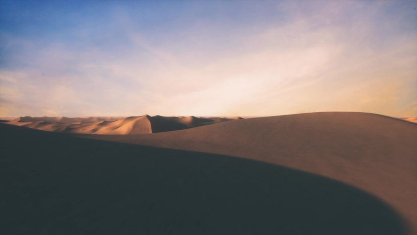 Endless flight in the endless hot desert with dunes and sandy mountains. Seamless loop 3d render Royalty-Free Stock Footage #1062102235