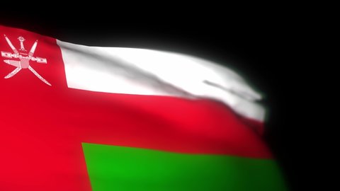 Oman flag ,3D animation of waving flag .Oman flag waving in the wind. National flag of Oman. seamless loop animation. 4K High Quality, 3D render