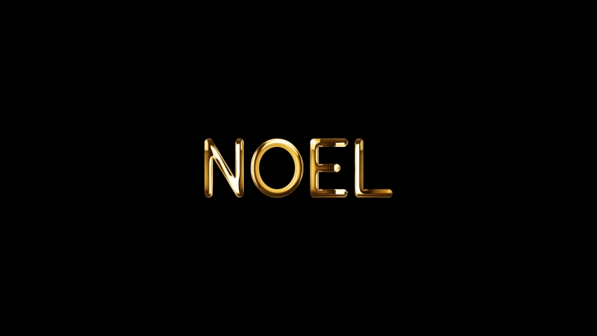 NOEL text Beautiful golden shimmering particles with highlights on a black background in slow motion. Christmas theme 3D animation of dynamic particles with golden letters. 4K video  Royalty-Free Stock Footage #1062112081