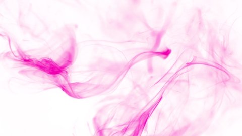 Super Slow Motion Shot of Flowing Pink Smoke Isolated on White Background at 1000fps.
