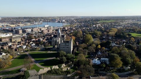 Rochester Castle drone footage 4K wide POV