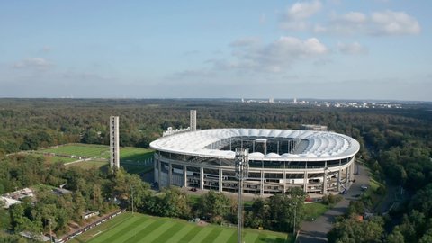 Frankfurt, Germany - September 2020: Waldstadion, home stadium of the football club Eintracht Frankfurt