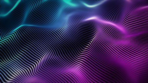 Abstract digital particle wave and lights background , Digital particle cyber or technology background, Animation of seamless loop.