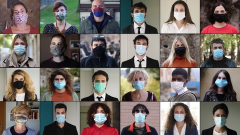 contagion, pandemic - people of different ages and ethnicity wears mask