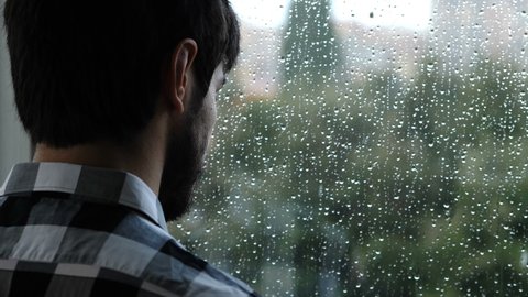 Sad Man Window Rain Stock Video Footage 4k And Hd Video Clips Shutterstock