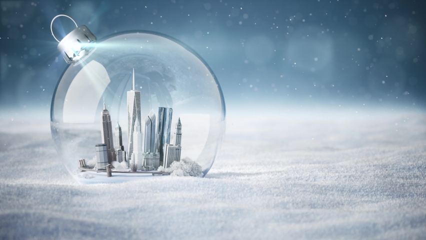 New York City Christmas snowball. New York CitySnow Globe. America in a globe, glass ball. 3d render
