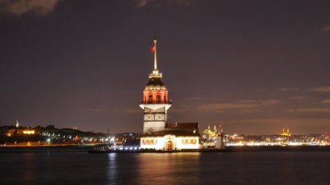 Maiden's Tower Timelapse, Kiz kulesi Time lapse, Istanbul maidens tower time lapse, Maiden Tower Istanbul Turkey at Night
