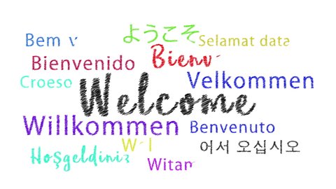 Welcome Hand Writing Style in Multi Language Animation
