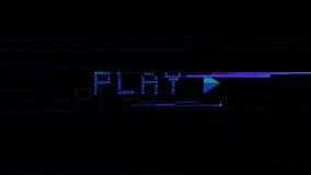 Play Text and play button Glitch Animation on Black Background