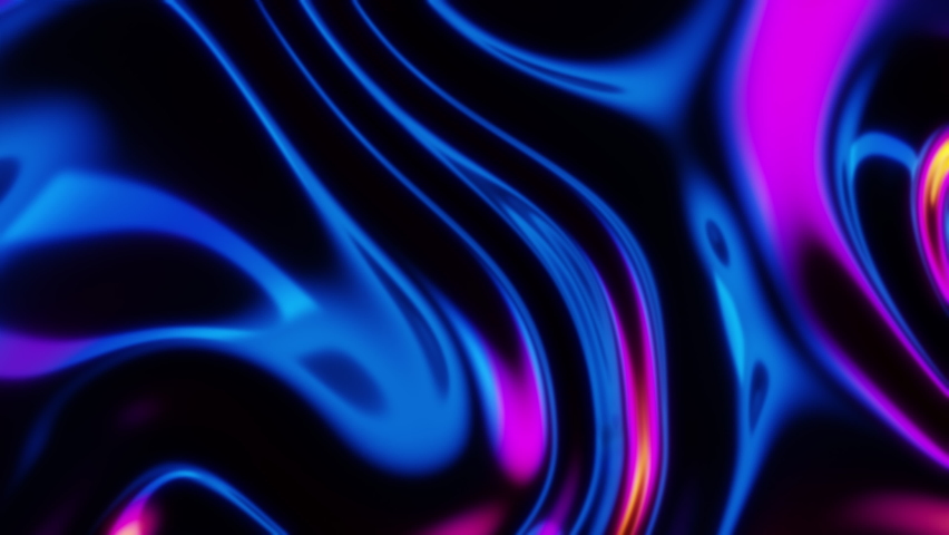 Futuristic iridescent holographic moving circle waves. Metallic foil moving background. Neon colors wavy surface Royalty-Free Stock Footage #1062143023
