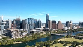 Downtown Austin Texas skyline Aerial Hyperlapse video, 4k aerial timelapse