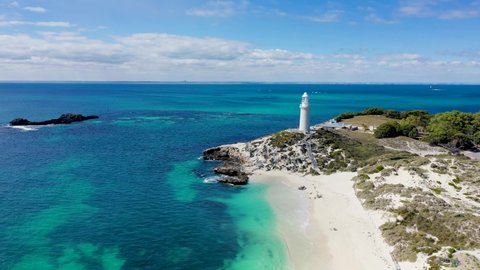 Rottnest Island Coastline Blue Water Aerial Drone Footage 4k