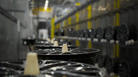 Interior of a factory for the production of alloy wheels