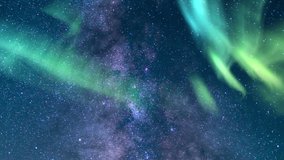 Aurora and Milky Way Galaxy Summer 85mm Southwest Sky Time Lapse Sunrise Simulated Northern Lights - Powered by Shutterstock - Get 15% off with code: PIKWIZARD15