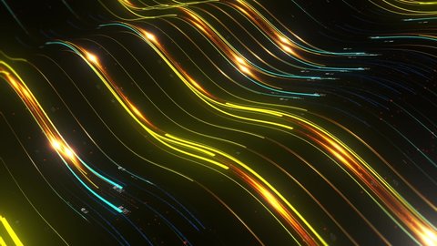 3d render loop animation of digital light trails. Fast data transfer concept. Render with depth of field effect.