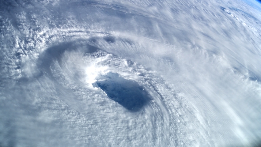 Top View Animation Of Giant Hurricane Seen From Outer Space. Elements of this image furnished by NASA