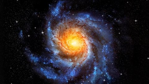 Spiral Galaxy Rotation Loop With Millions Of Stars - 4K Rotating Spiral Galaxy, Deep Space Exploration, Birth Of A Galaxy. Rotating Spiral Galaxy on Space Background 4K 3D abstract animation.