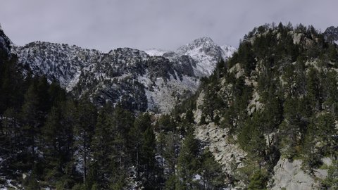 Autumn Snow Pyrenees Mountain - Drone Footage
