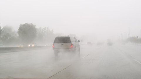 Heavy Downpour on the while driving on the Freeway.