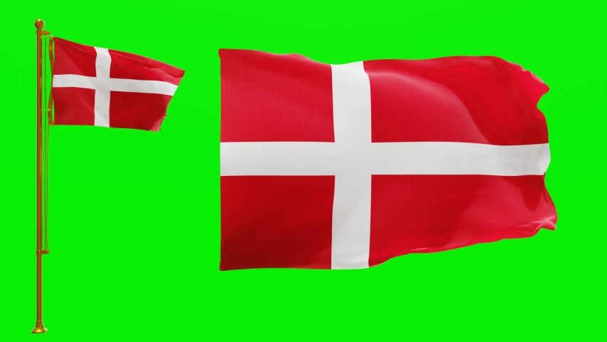 Flags of Denmark with Green Screen Chroma Key High Quality 4K UHD 60FPS Royalty-Free Stock Footage #1062176884