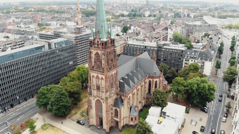 St. Peter neo-gothic catholic church, Dusseldorf, Germany. Aerial 