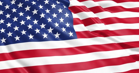 Flag of the United States of America waving 3d animation. Seamless looping American flag animation. USA flag waving 4k