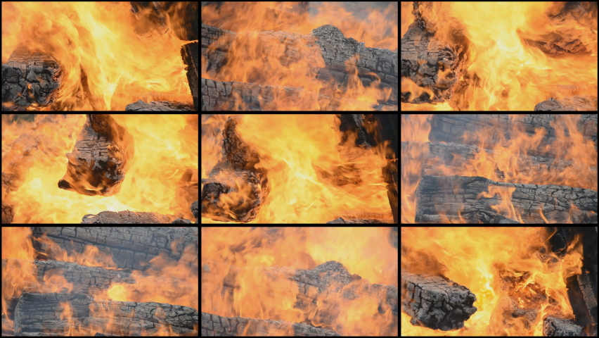 fire background close 4k collage Stock Footage Video (100% Royalty-free ...