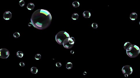 Abstract Underwater fizzing air bubbles flow on transparent 4K 3D Green Screen loop Animation background. Sparkling water. Water spheres, realistic balls, soapy balloons, soapsuds. Glossy foam aqua.