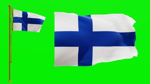 Flags of Finland with Green Screen Chroma Key High Quality 4K UHD 60FPS