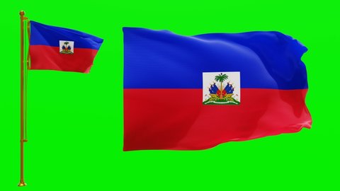 Flags of Haiti with Green Screen Chroma Key High Quality 4K UHD 60FPS