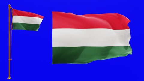 Flags of Hungary with Green Screen Chroma Key High Quality 4K UHD 60FPS
