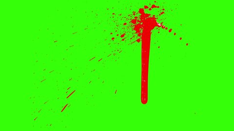 Red Splatter Spill pack of 3 isolated with Green Screen Background 4k