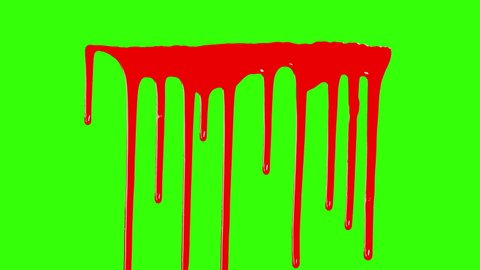 Red Spill Blood Steady,Red Blood or Paint Spill isolated with Green Screen 4k