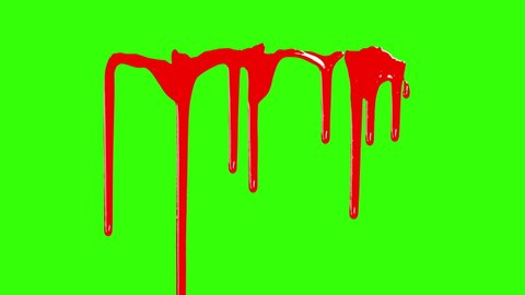 Steady Red Blood Spill Packs of 3 With Green Screen Background 4k