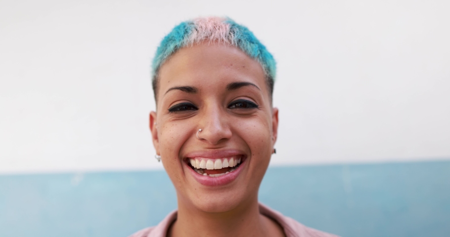 Happy gay girl smiling in front of camera - Real people concept - Slow Motion | Shutterstock HD Video #1062202066