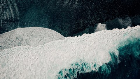 Big ocean waves on Fijian coast - aerial