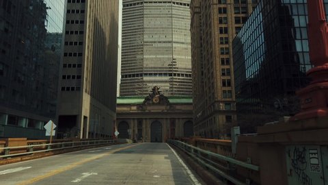 Empty street at Grand Central Terminal station in New York City.