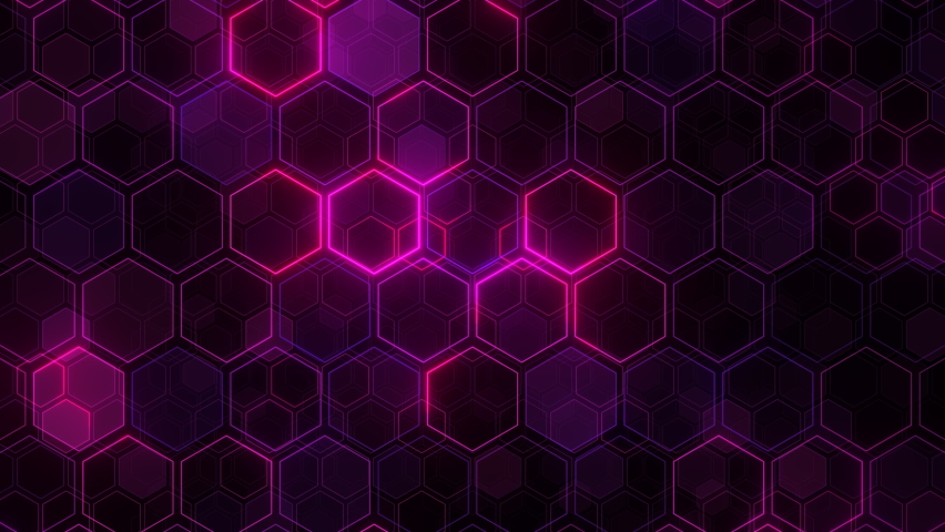 Cyberpunk Futuristic Hexagon Glowing Neon Surface Stock Footage Video ...