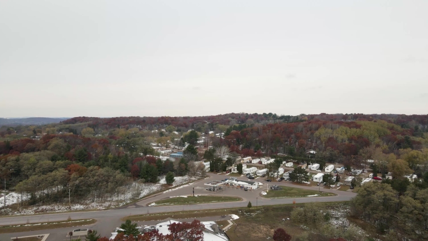 Gas station at the top of the hill surrounded by forest in Eau Claire, Wisconsin