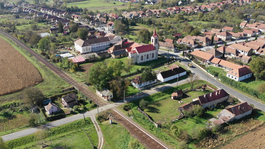 Superb aerial look community Hungary Perkupa