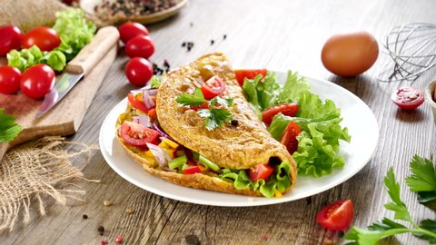 omelet with vegetable and salad