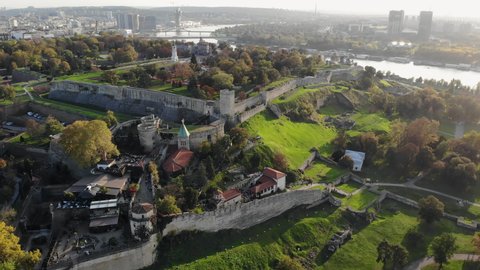 Aerial view of Kalemegdan, a medieval fortress and an important landmark of Belgrade, Serbia