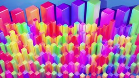 abstract infographics from multi-colored columns in rows, beautiful background for analytical broadcast. Bright loop background with smooth animation. Array of bars suitable for financial topics