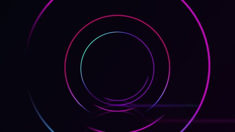 Abstract seamless loop neon circle. Blue and purple neon circles hi-tech motion background seamless loop. Video 3D animation