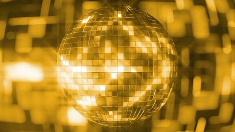 4k Golden Disco Ball. Looped Background